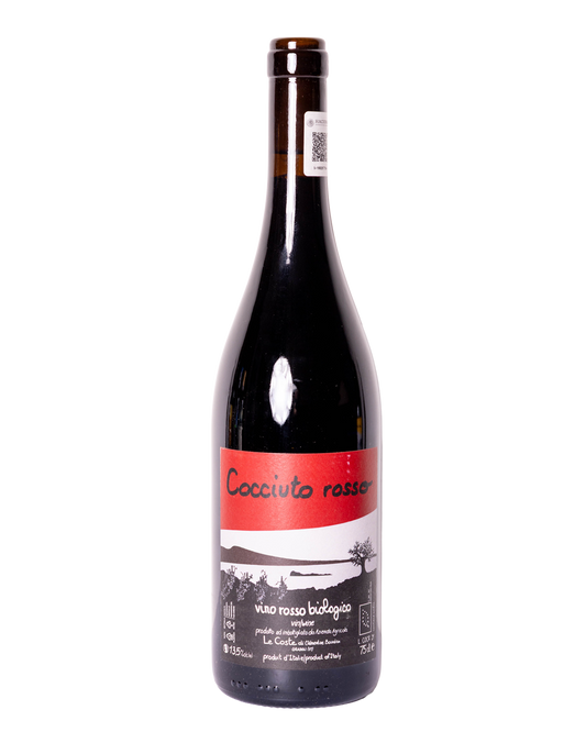 Botella de vino tinto natural Cocciuto Rosso 2021 de Le Coste de Lazio Italia