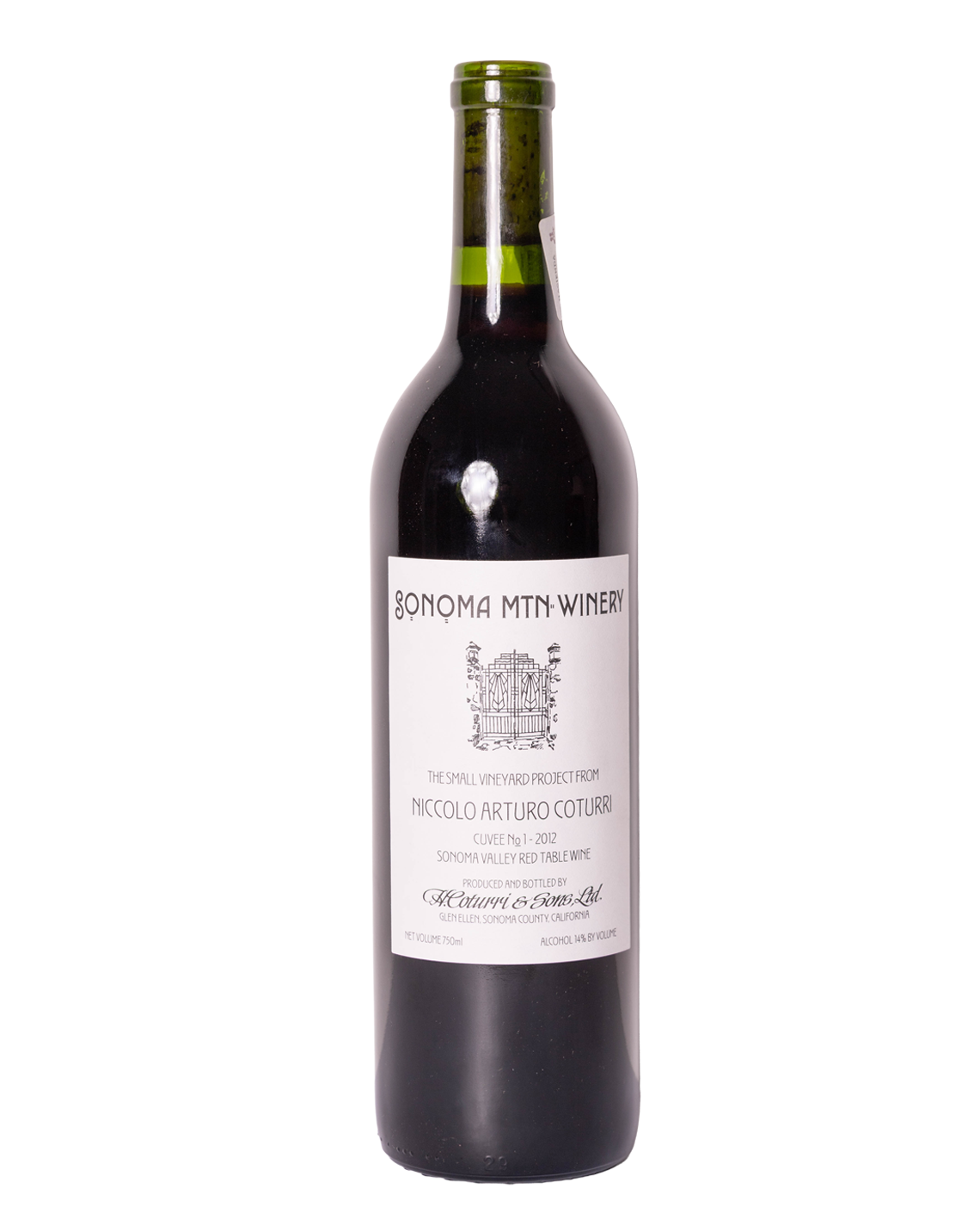 botella de vino tinto natural Cuvee no1 2012 de Sonoma Mtn Winery de Estados Unidos
