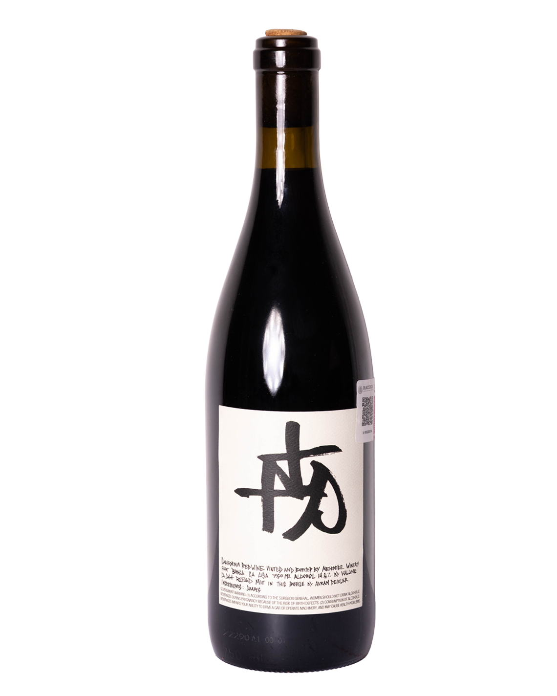 foto de botella de vino tinto natural XXP de Absentee Winery de California, USA
