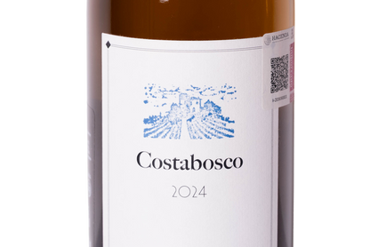 Etiqueta de Costabosco 2024 de La Stoppa, vino naranja italiano de Emilia-Romaña