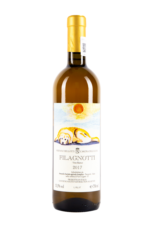 Botella de Filagnotti vion natural blanco de Cascina degli ulivi.