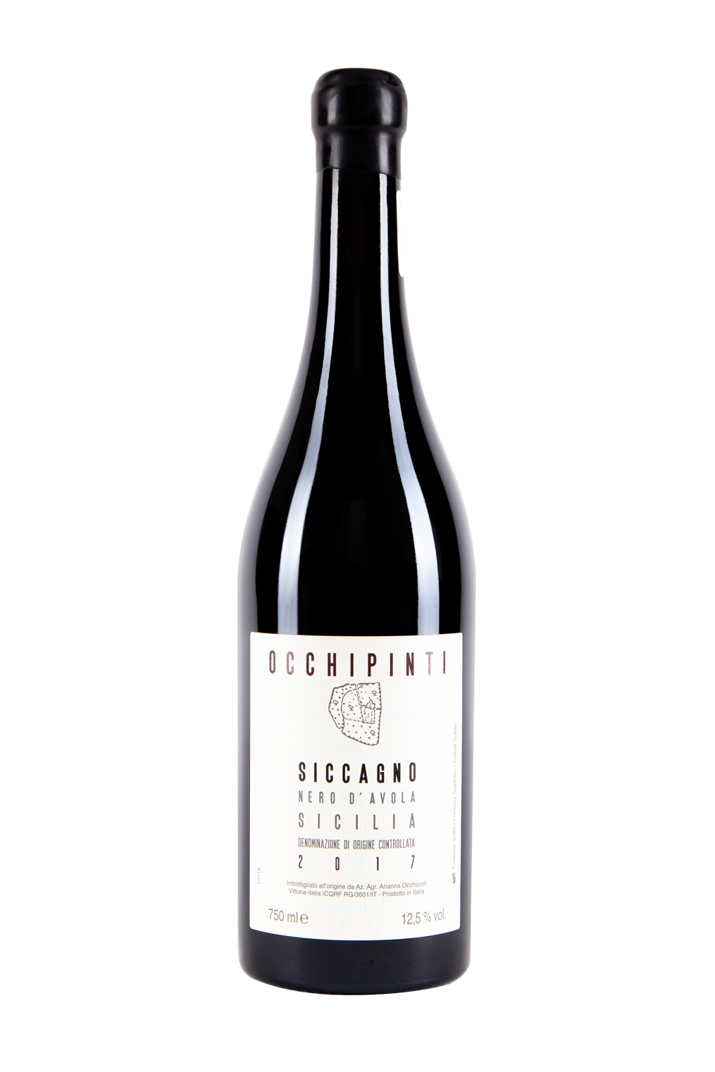 botella de Siccagno de Arianna Occhipinti, botella de vino natural tinto Siccagno de Arianna Occhipinti.