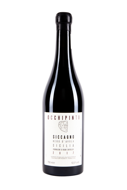 botella de Siccagno de Arianna Occhipinti, botella de vino natural tinto Siccagno de Arianna Occhipinti.