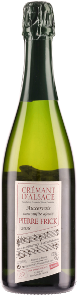 pierre frick, cremant auxerrois 2018, vino natural, vino espumoso, champaña, champagne, vino frances, salvaje vinos, natural wine, cremant d'alsace, alsace, alsacia, tienda de vinos, comprar vinos mexico, vinos en mexico